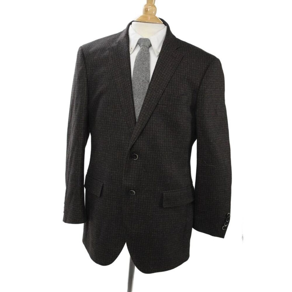 Davide Cenci Mens Brown Herringbone Sport Coat Button Long Sleeve Size 52